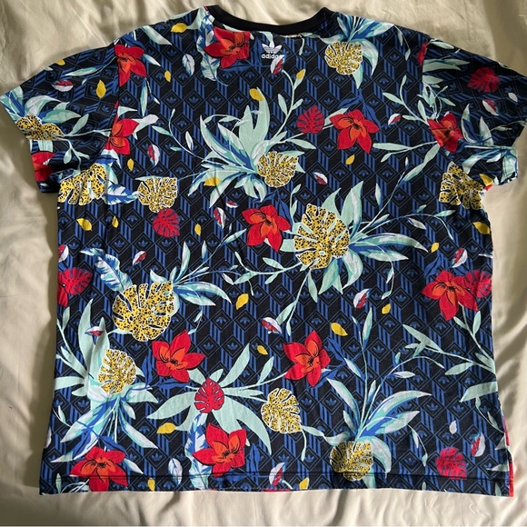 adidas Women’s Floral Logo Tee - Navy Multi - Picture 6 of 9